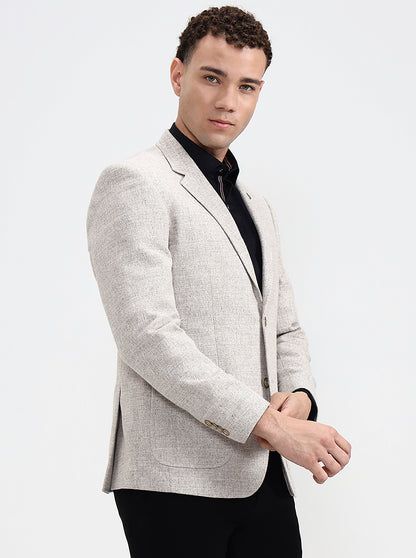 Fawn Solid Regular Fit Blazer | JadeBlue