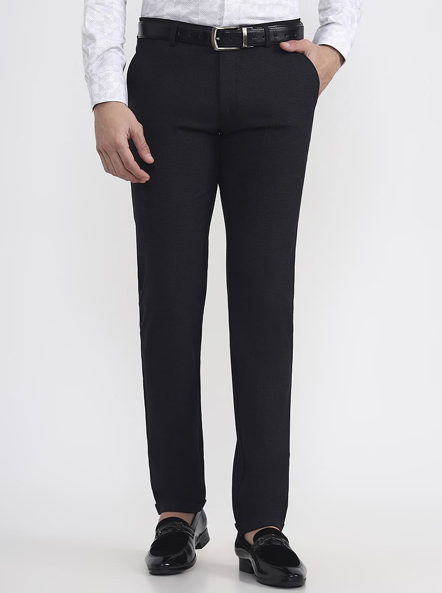Black Solid Slim Fit Club Wear Trouser | JB Studio