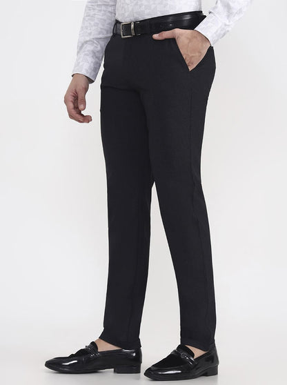 Black Solid Slim Fit Club Wear Trouser | JB Studio