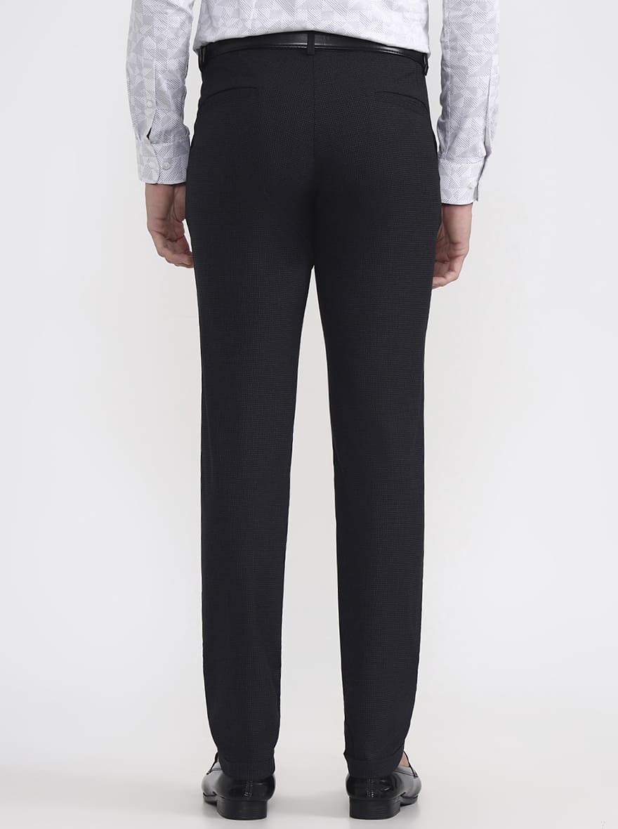 Black Solid Slim Fit Club Wear Trouser | JB Studio