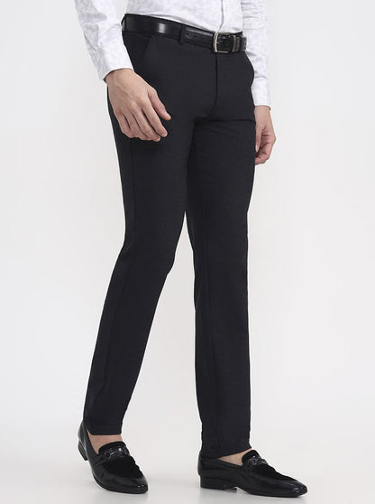 Black Solid Slim Fit Club Wear Trouser | JB Studio