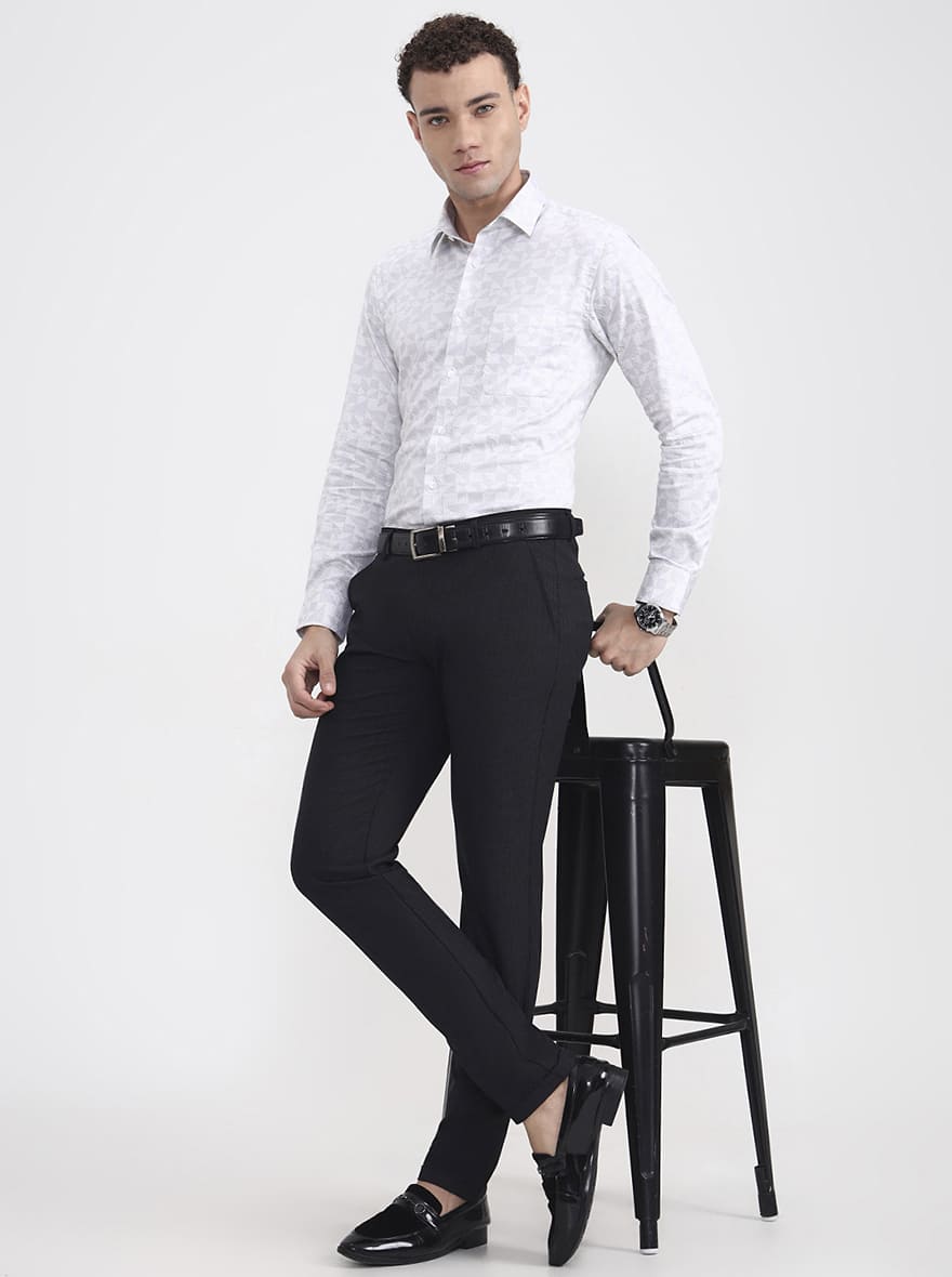 Black Solid Slim Fit Club Wear Trouser | JB Studio