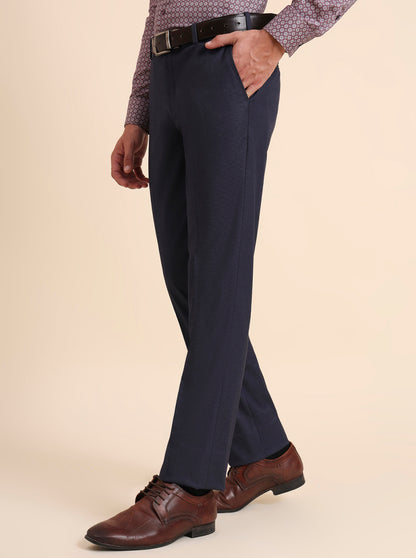 Royal Blue Solid Slim Fit Formal Trouser | JB Studio