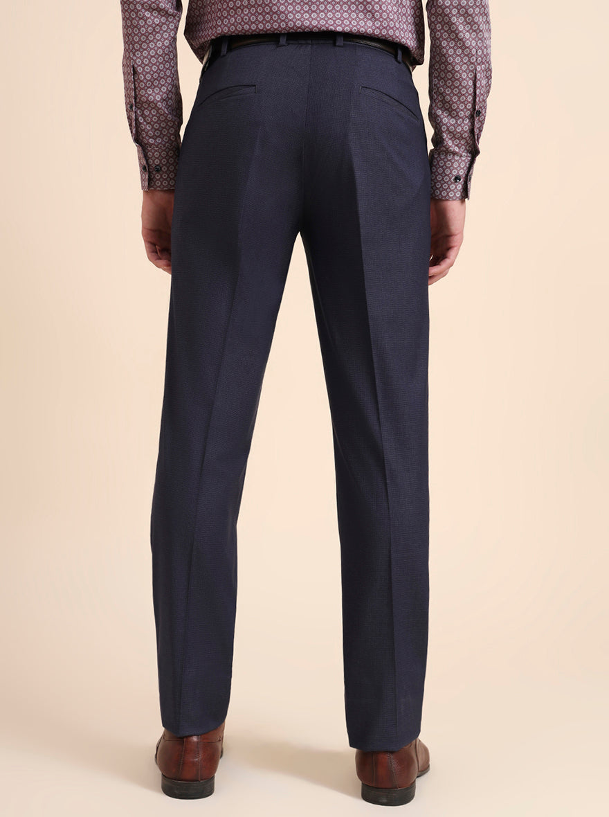 Royal Blue Solid Slim Fit Formal Trouser | JB Studio