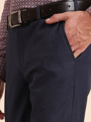 Royal Blue Solid Slim Fit Formal Trouser | JB Studio