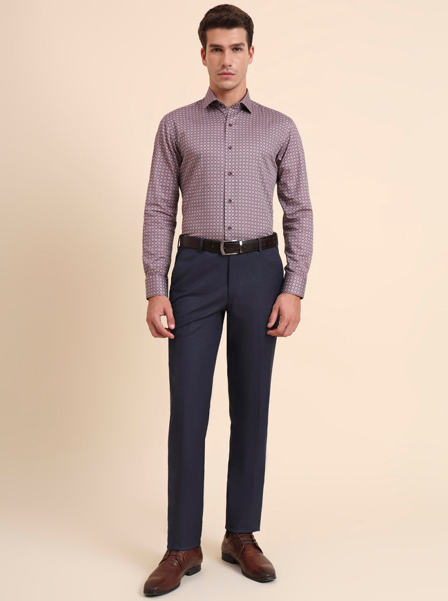 Royal Blue Solid Slim Fit Formal Trouser | JB Studio