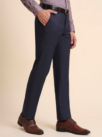 Royal Blue Solid Slim Fit Formal Trouser | JB Studio