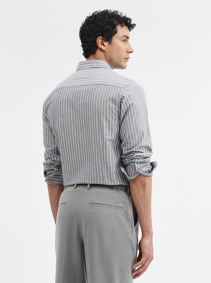 Black Striped Slim Fit Casual Shirt | JadeBlue
