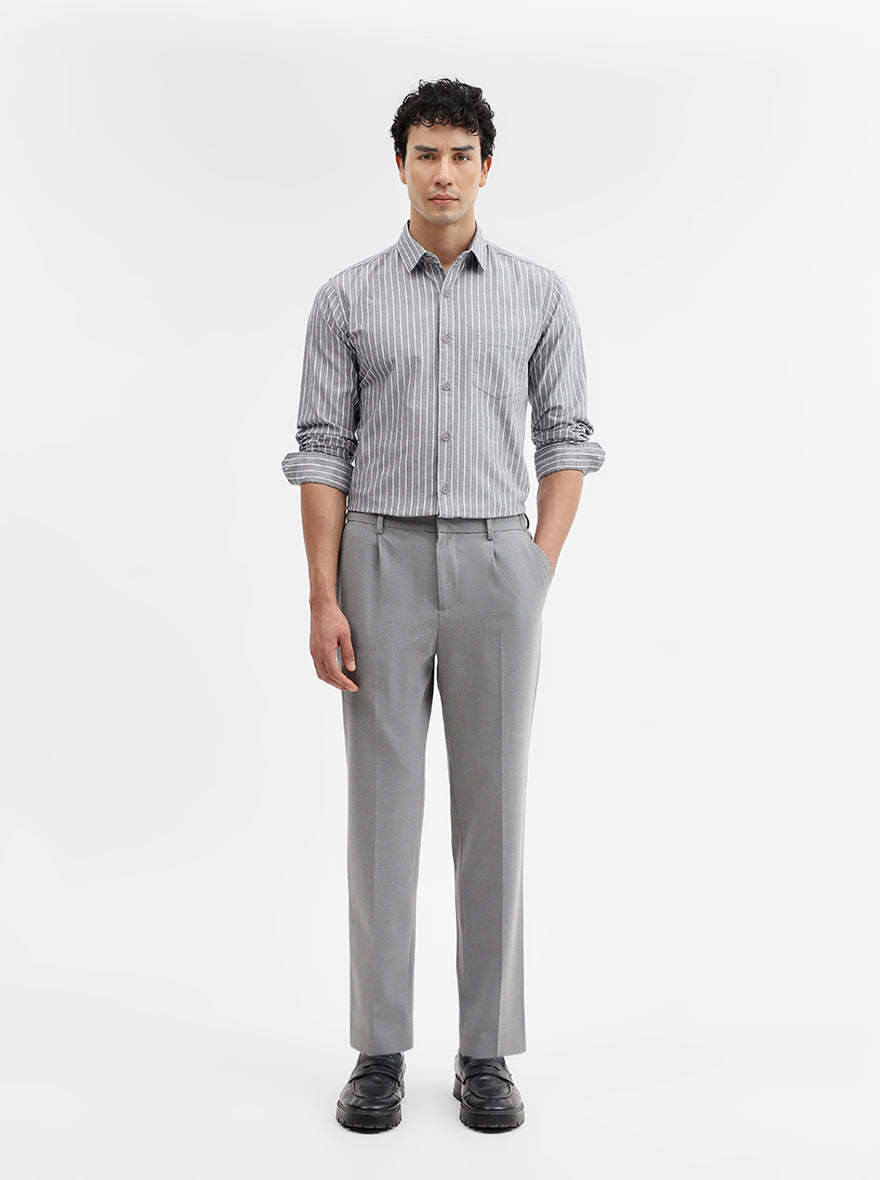 Black Striped Slim Fit Casual Shirt | JadeBlue