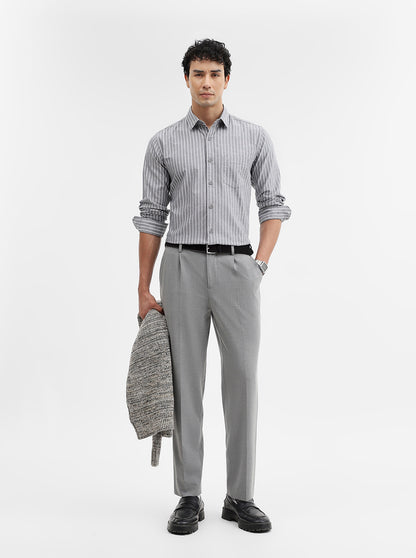 Black Striped Slim Fit Casual Shirt | JadeBlue