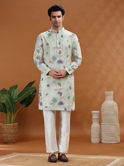 Cream Printed Kurta Pajama | TULA