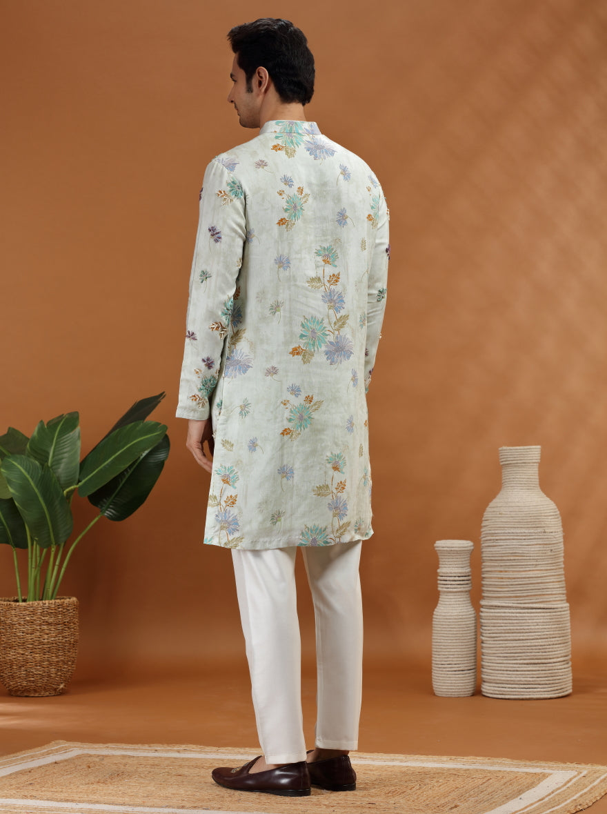 Cream Printed Kurta Pajama | TULA