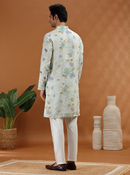 Cream Printed Kurta Pajama | TULA