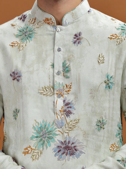 Cream Printed Kurta Pajama | TULA