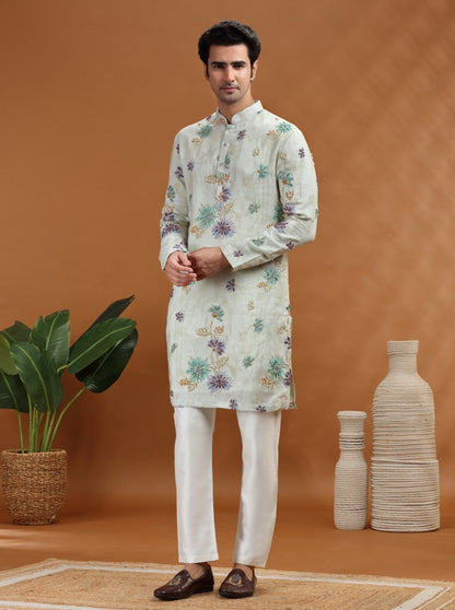Cream Printed Kurta Pajama | TULA