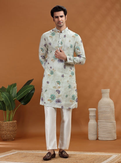 Cream Printed Kurta Pajama | TULA