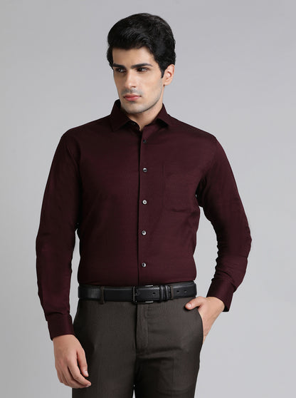 Maroon Solid Slim Fit Formal Shirt | Metal