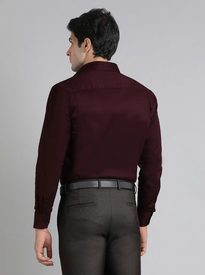 Maroon Solid Slim Fit Formal Shirt | Metal