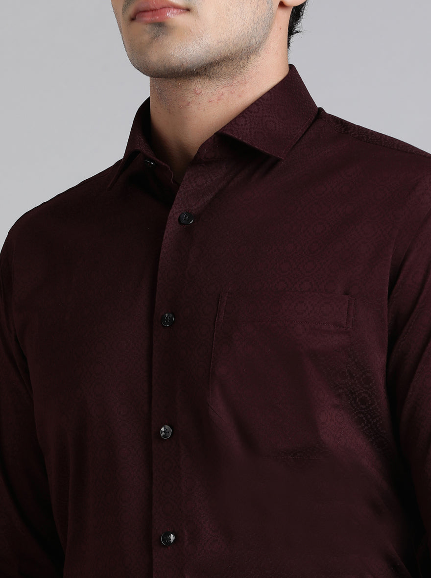 Maroon Solid Slim Fit Formal Shirt | Metal