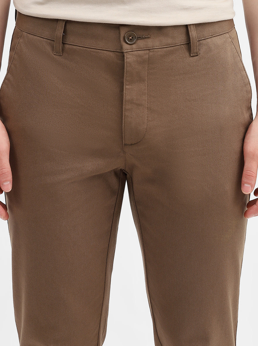 Olive Solid Uno Fit Casual Trouser | JadeBlue