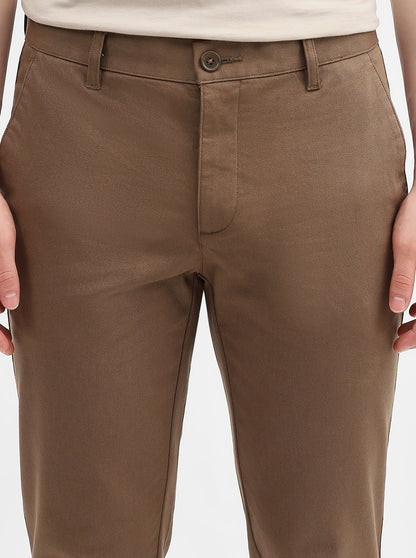 Olive Solid Uno Fit Casual Trouser | JadeBlue