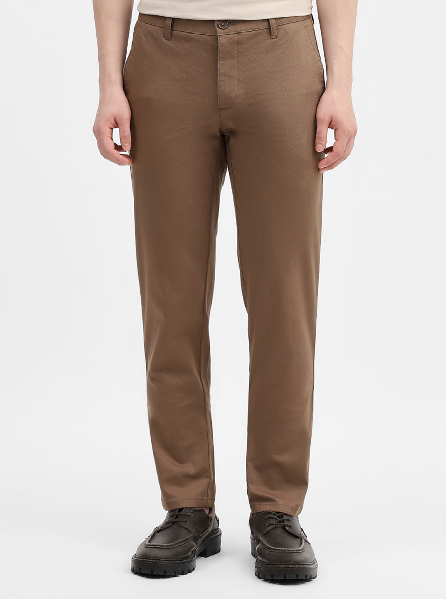 Olive Solid Uno Fit Casual Trouser | JadeBlue