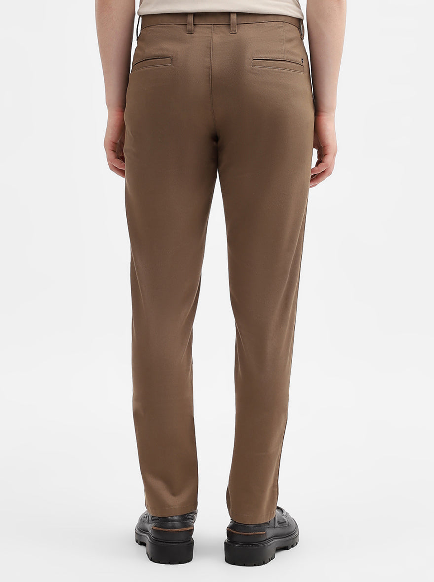 Olive Solid Uno Fit Casual Trouser | JadeBlue