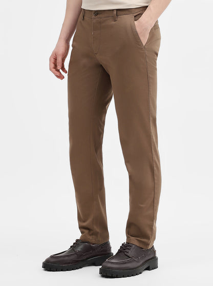 Olive Solid Uno Fit Casual Trouser | JadeBlue