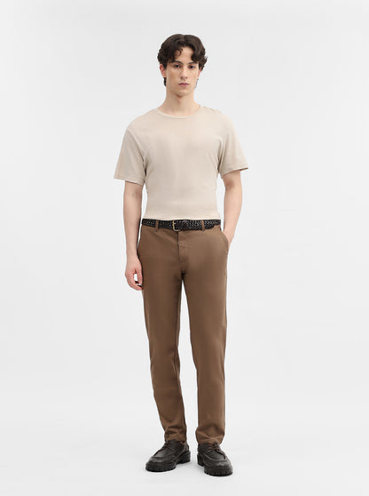 Olive Solid Uno Fit Casual Trouser | JadeBlue