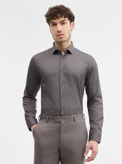 Grey Printed Slim Fit Party Wear Shirt | Wyre