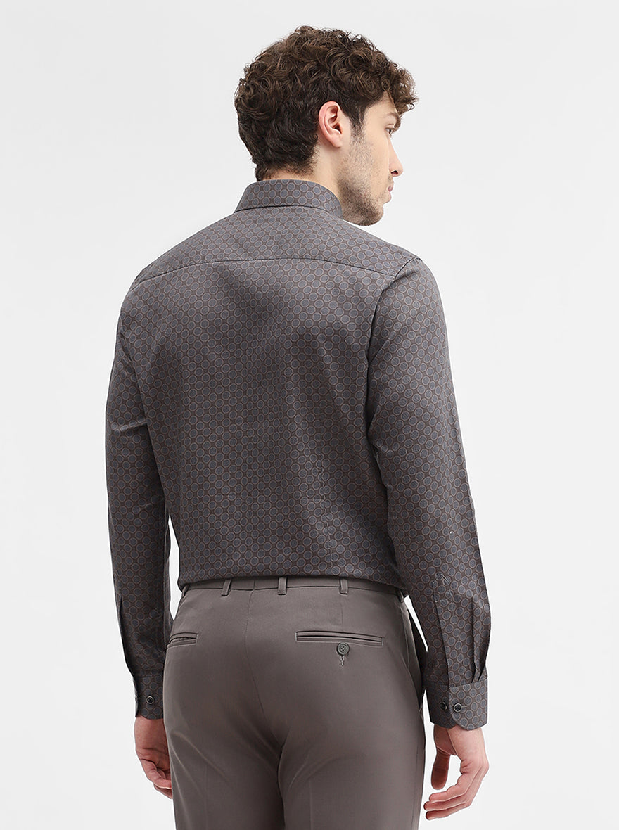 Grey Printed Slim Fit Party Wear Shirt | Wyre