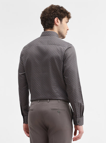 Grey Printed Slim Fit Party Wear Shirt | Wyre