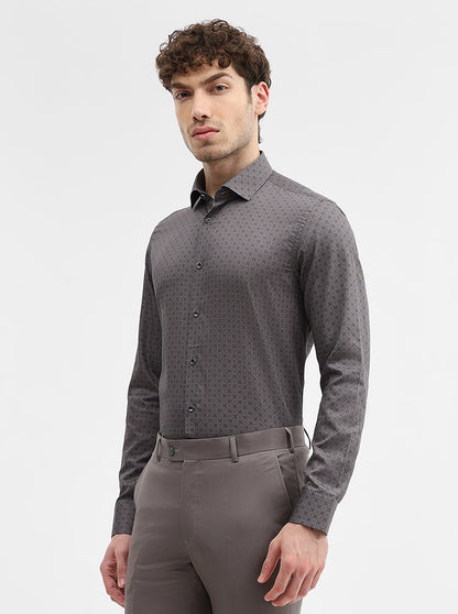 Grey Printed Slim Fit Party Wear Shirt | Wyre