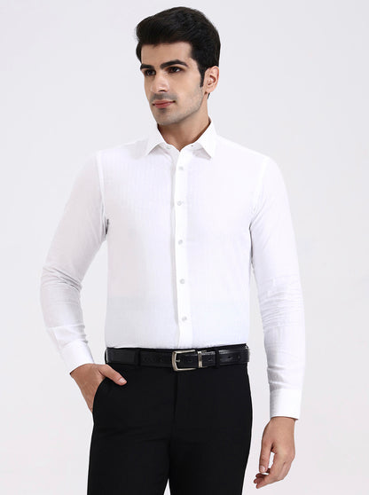 White Printed Slim Fit Party Wear Shirt | Wyre