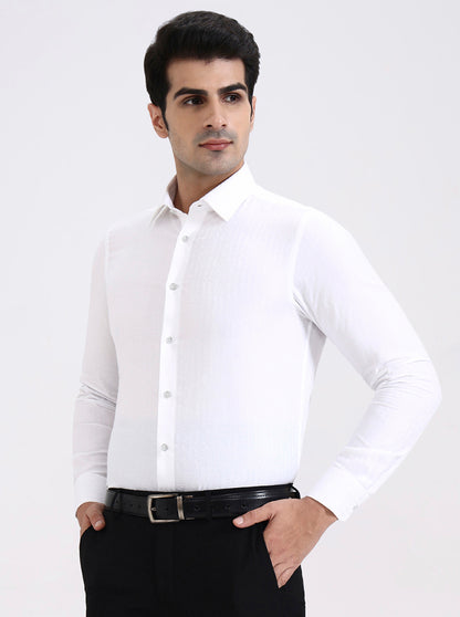 White Printed Slim Fit Party Wear Shirt | Wyre