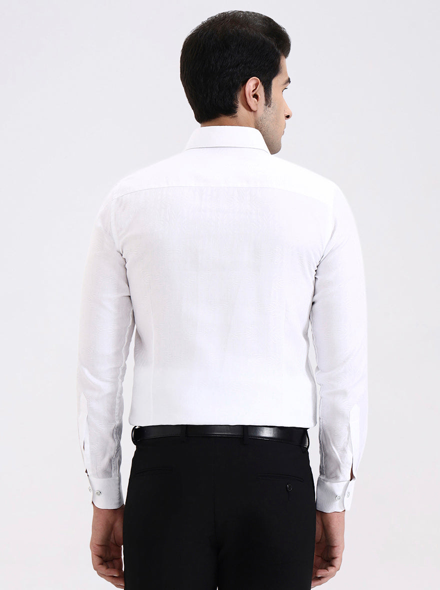 White Printed Slim Fit Party Wear Shirt | Wyre