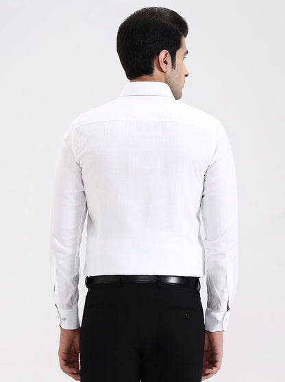White Printed Slim Fit Party Wear Shirt | Wyre