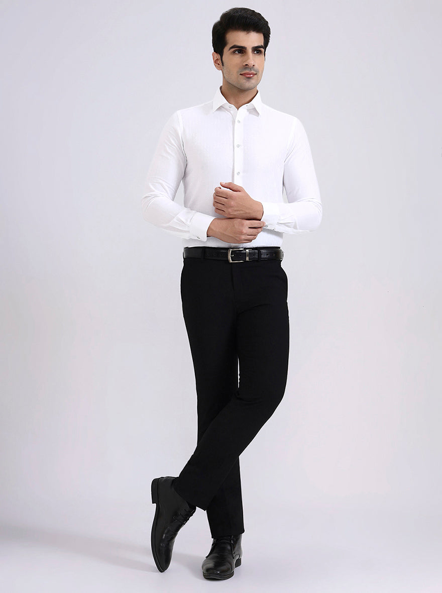 White Printed Slim Fit Party Wear Shirt | Wyre