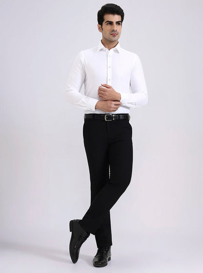 White Printed Slim Fit Party Wear Shirt | Wyre