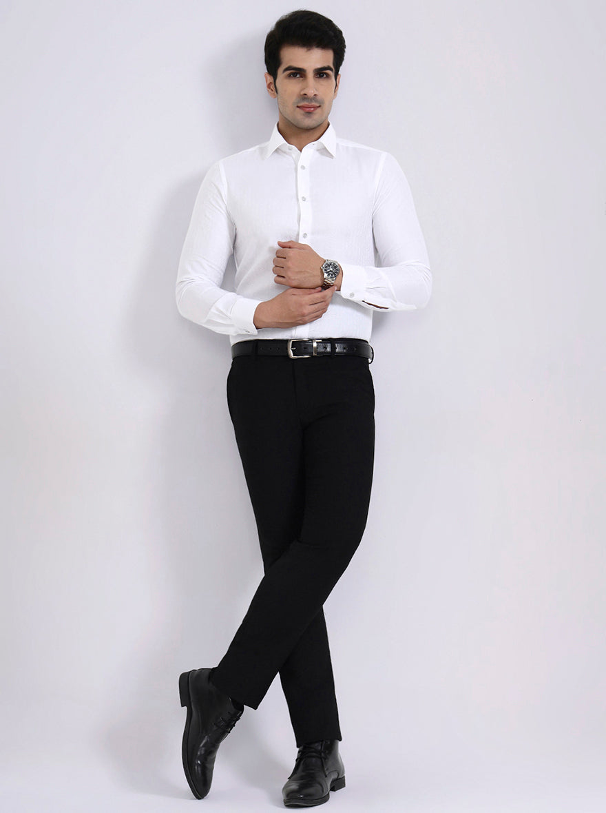 White Printed Slim Fit Party Wear Shirt | Wyre