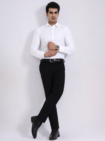 White Printed Slim Fit Party Wear Shirt | Wyre