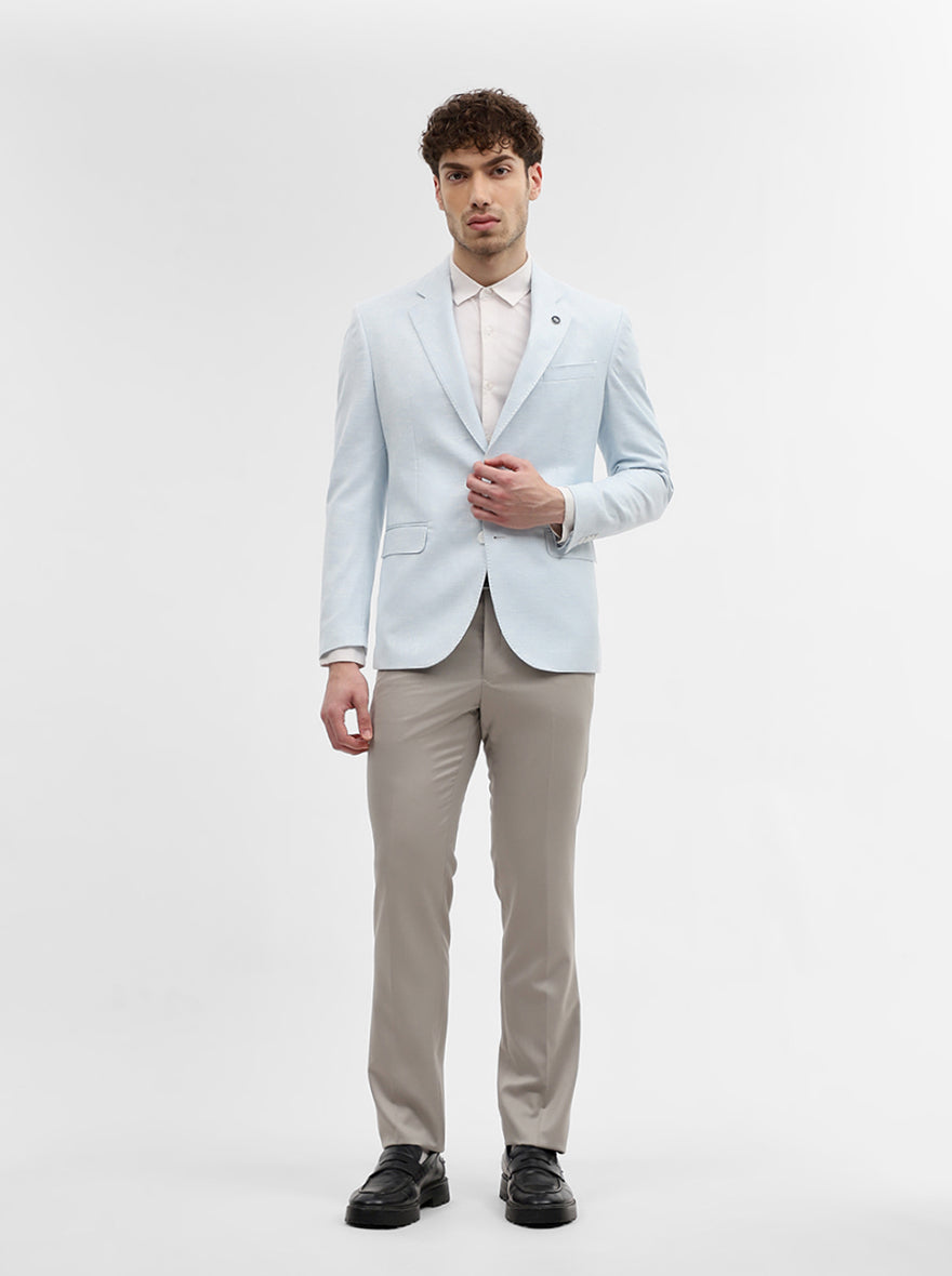 Sky Blue Solid Regular Fit Blazer | Wyre