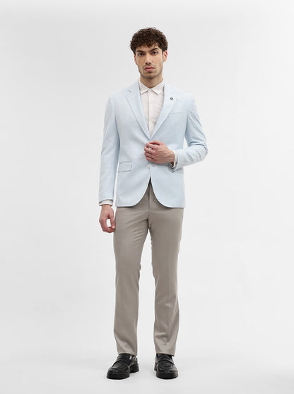 Sky Blue Solid Regular Fit Blazer | Wyre