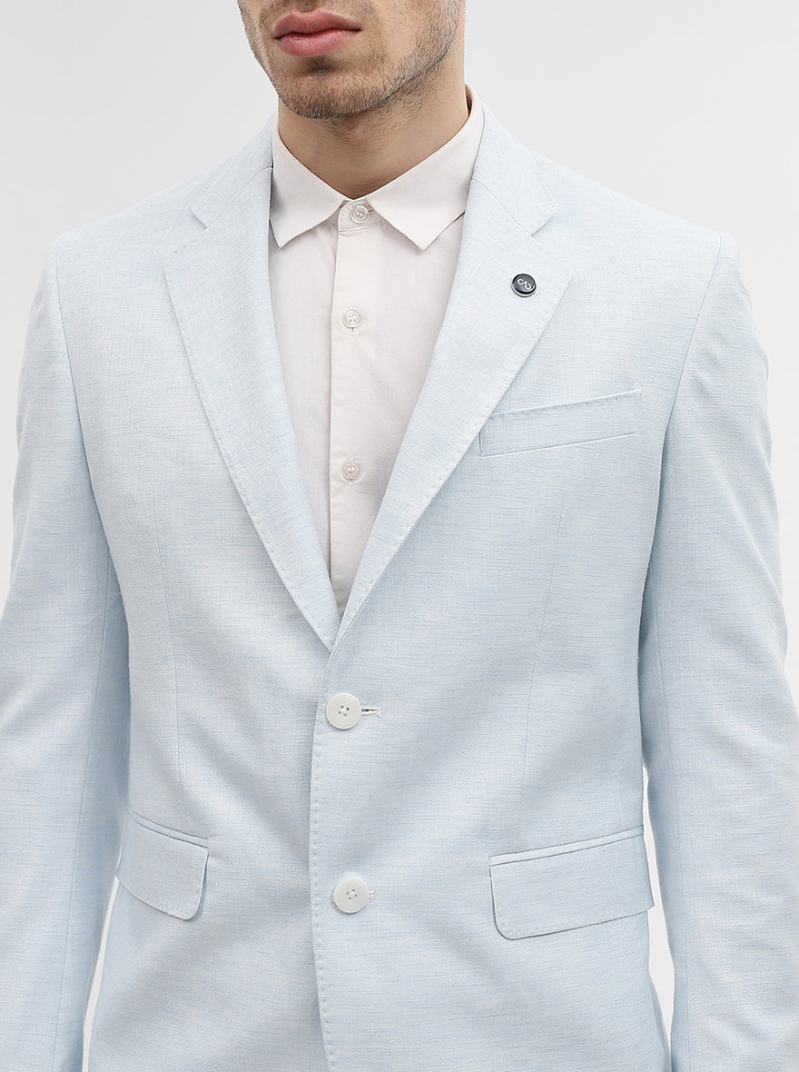 Sky Blue Solid Regular Fit Blazer | Wyre