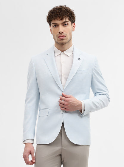 Sky Blue Solid Regular Fit Blazer | Wyre