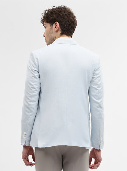 Sky Blue Solid Regular Fit Blazer | Wyre