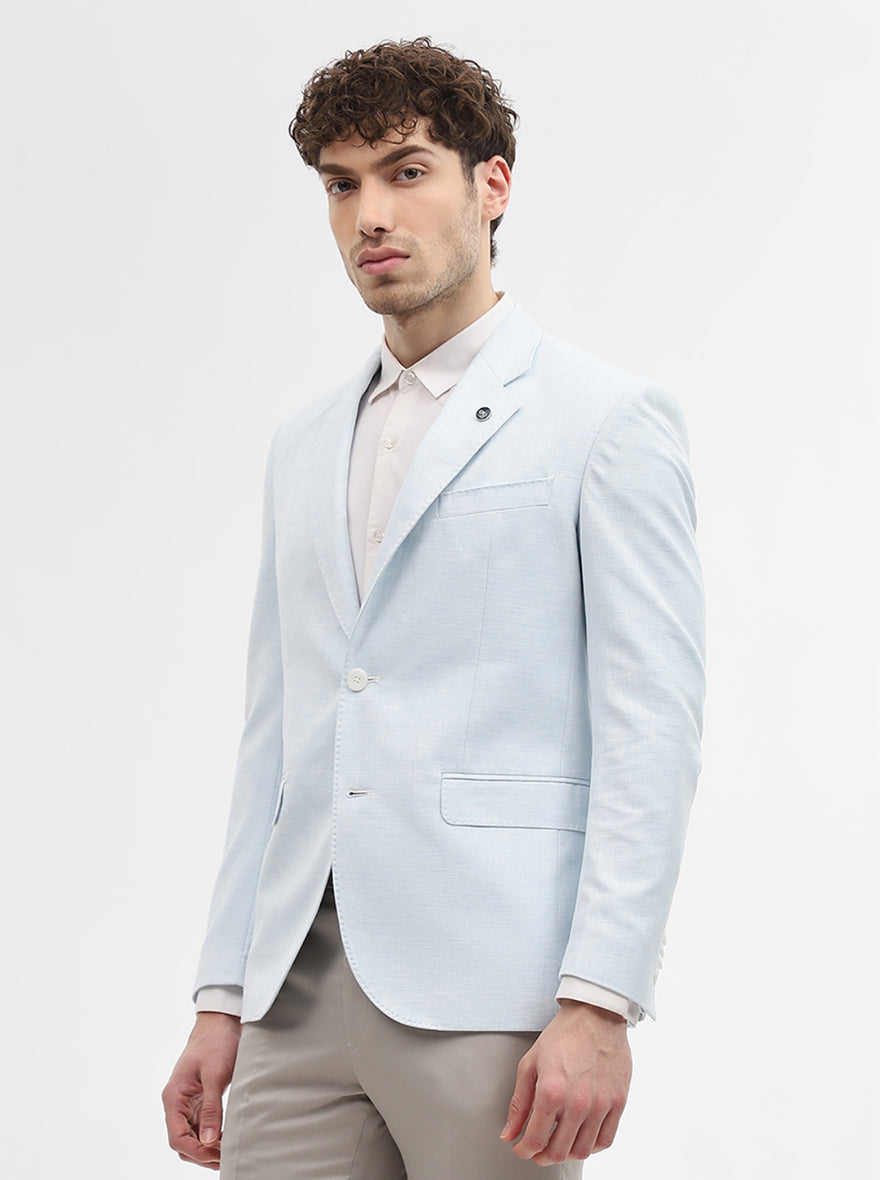 Sky Blue Solid Regular Fit Blazer | Wyre
