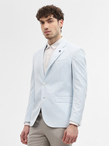 Sky Blue Solid Regular Fit Blazer | Wyre