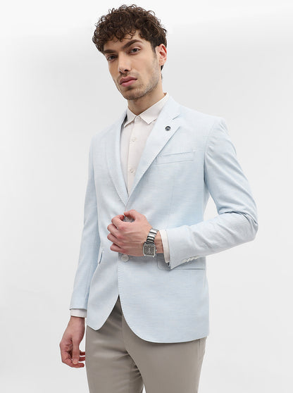 Sky Blue Solid Regular Fit Blazer | Wyre