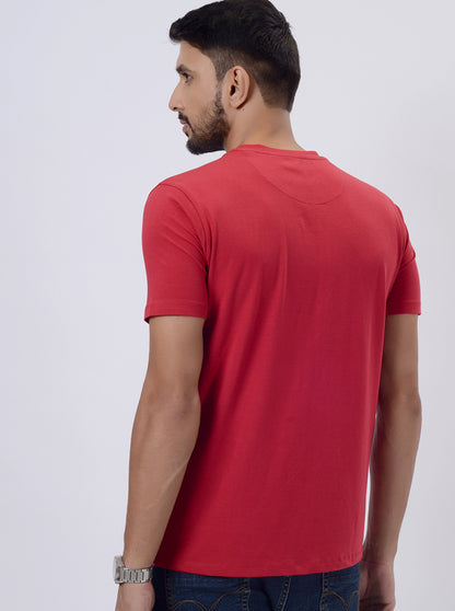 Red Printed Slim Fit T-Shirt | JadeBlue